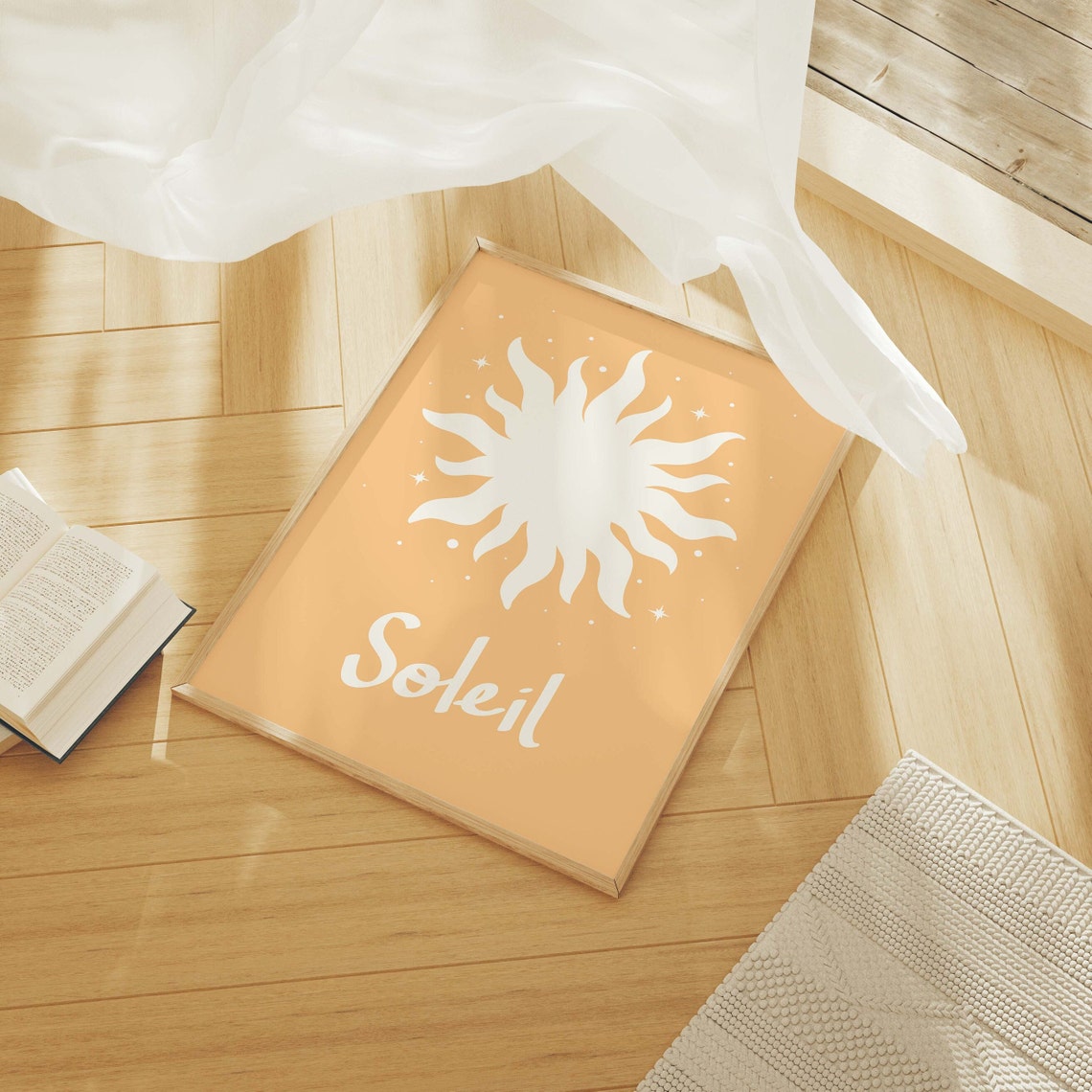 Soleil Sun Script Peach Background Modern Boho Sunshine Poster - Image 4