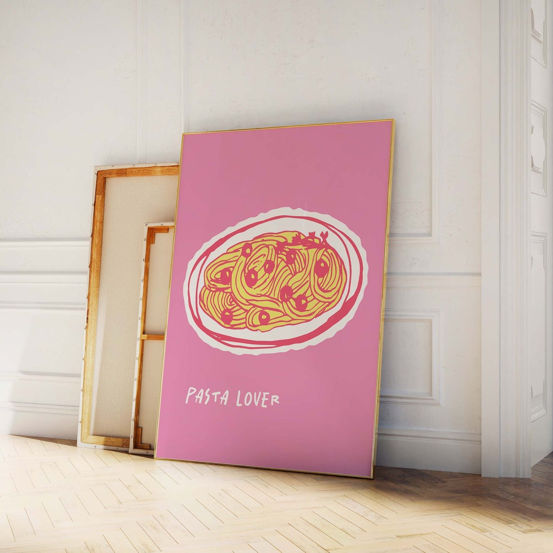 Pasta Lover Print Art Pink Kitchen Decor Cute Pasta Art Print Trendy Wall Art - Image 4