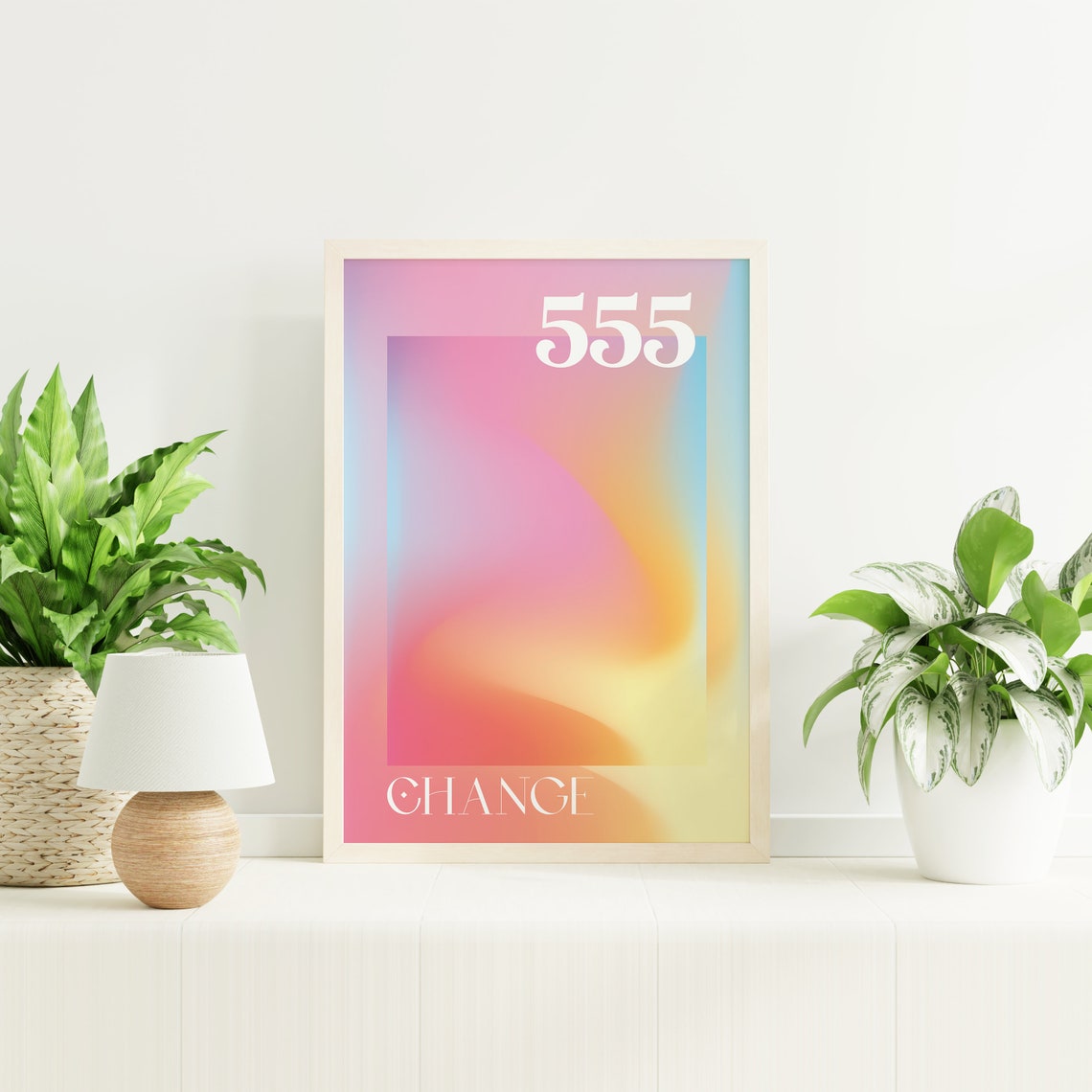 Angel Number 555 Change Poster with Rainbow Aura Gradient Design - Image 4