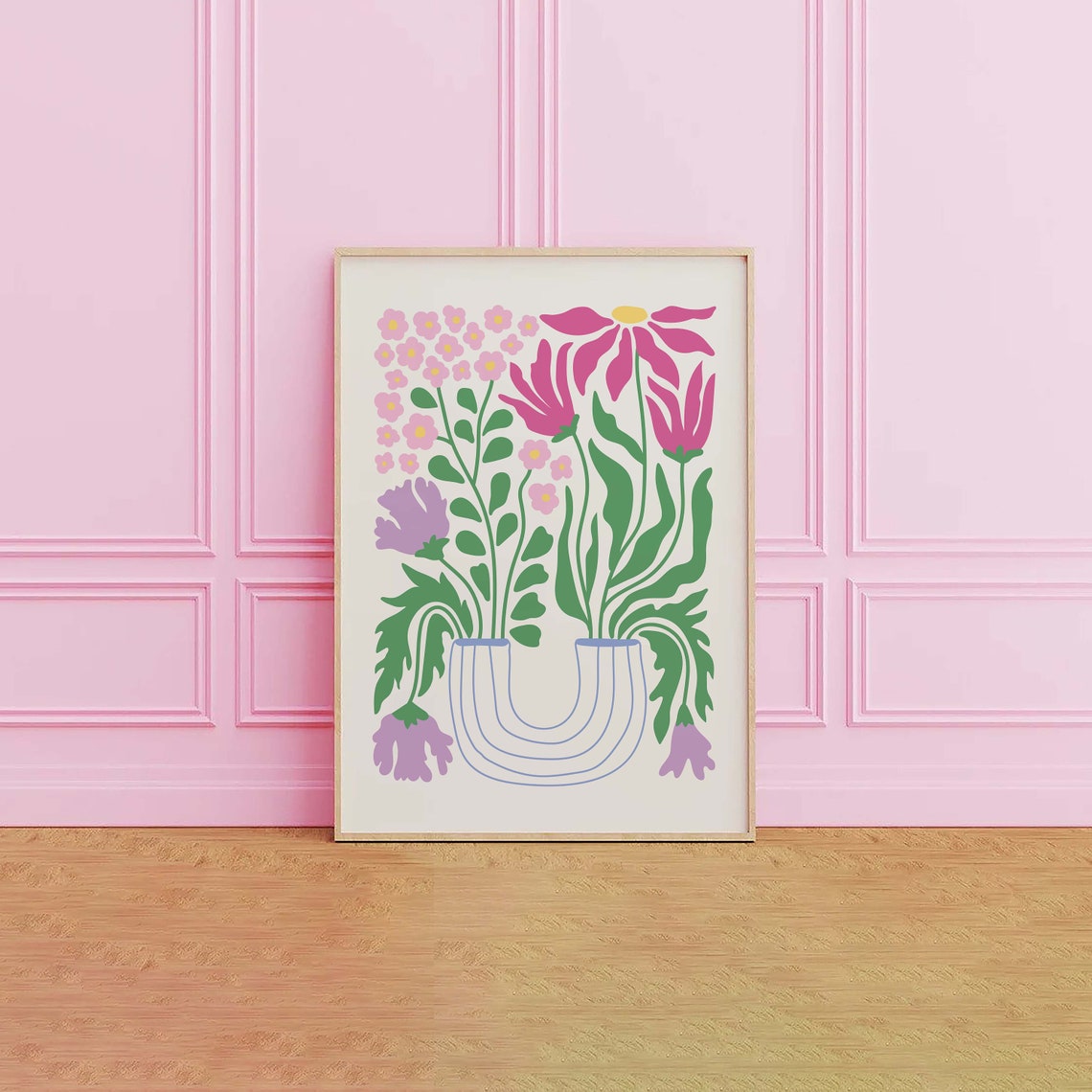 Abstract Floral Print Art Cute Flower Wall Art Trendy Botanical Wall Art Spring Art Print - Image 3