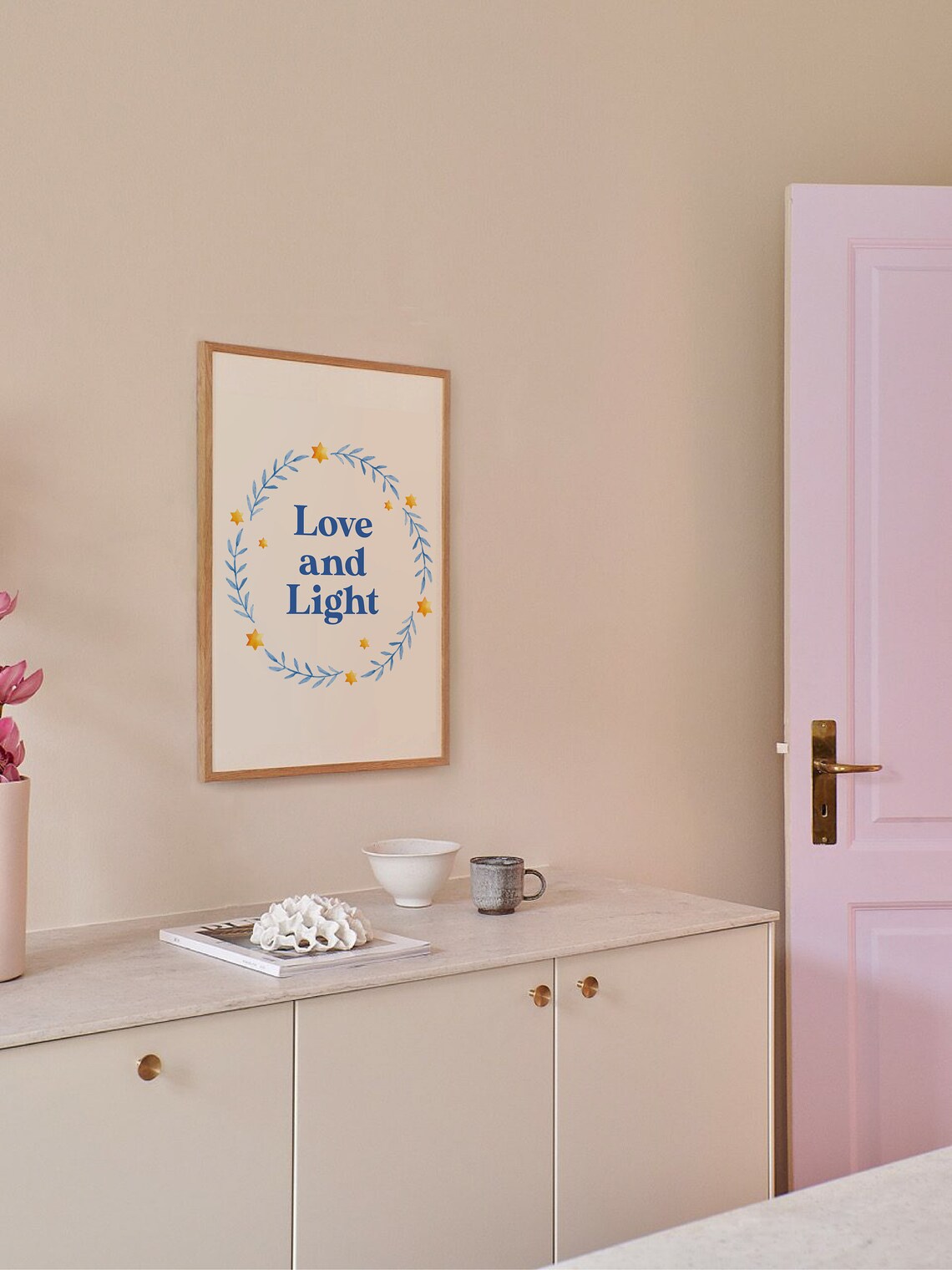 Love And Light Blue Wreath Gold Stars Hanukkah Holiday Poster - Image 4