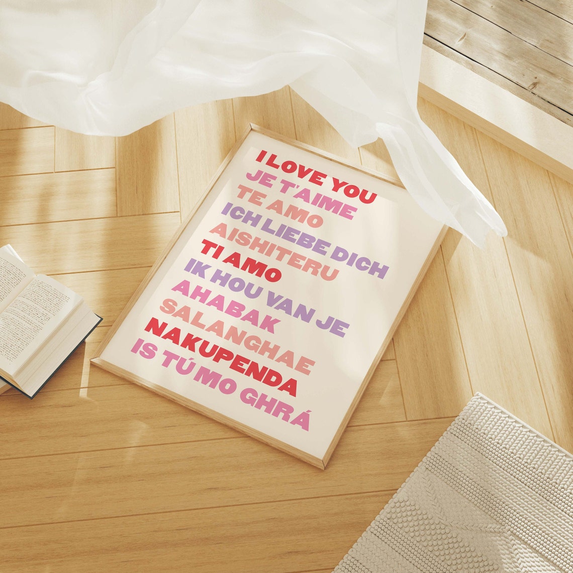 I Love You In Different Languages Multicolor Typography Art Poster - Image 5