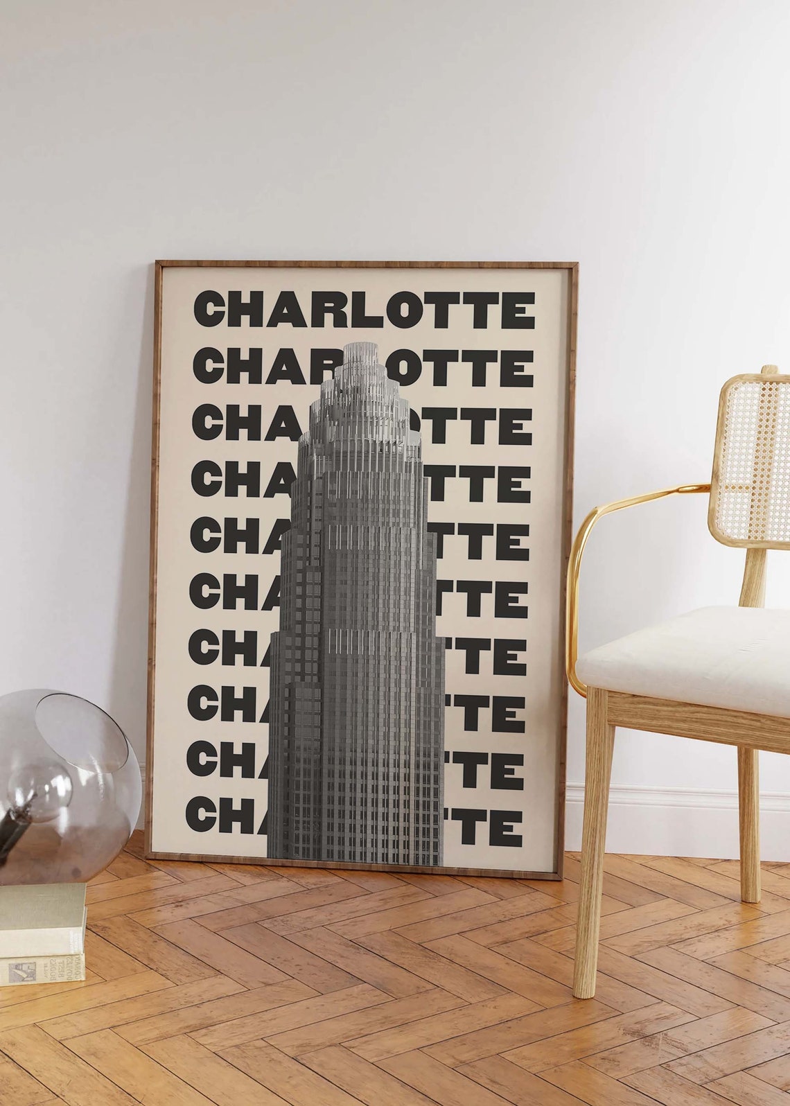 Charlotte North Carolina Skyscraper Repeat Typography Travel Poster - Image 7