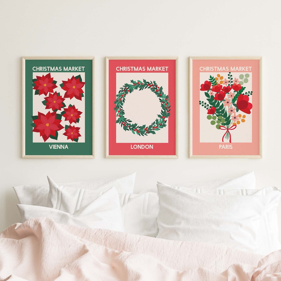 Christmas Gallery Wall Art 10 Printables Trendy Boho Christmas Prints Cute Colorful Holiday Wall Decorations - Image 2