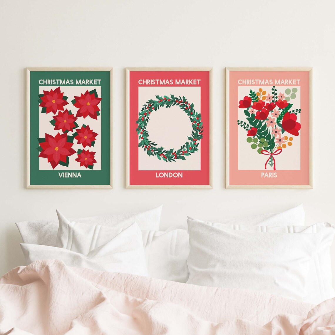 Ten Piece Christmas Gallery Wall Set Vintage Market City Poster - Image 2