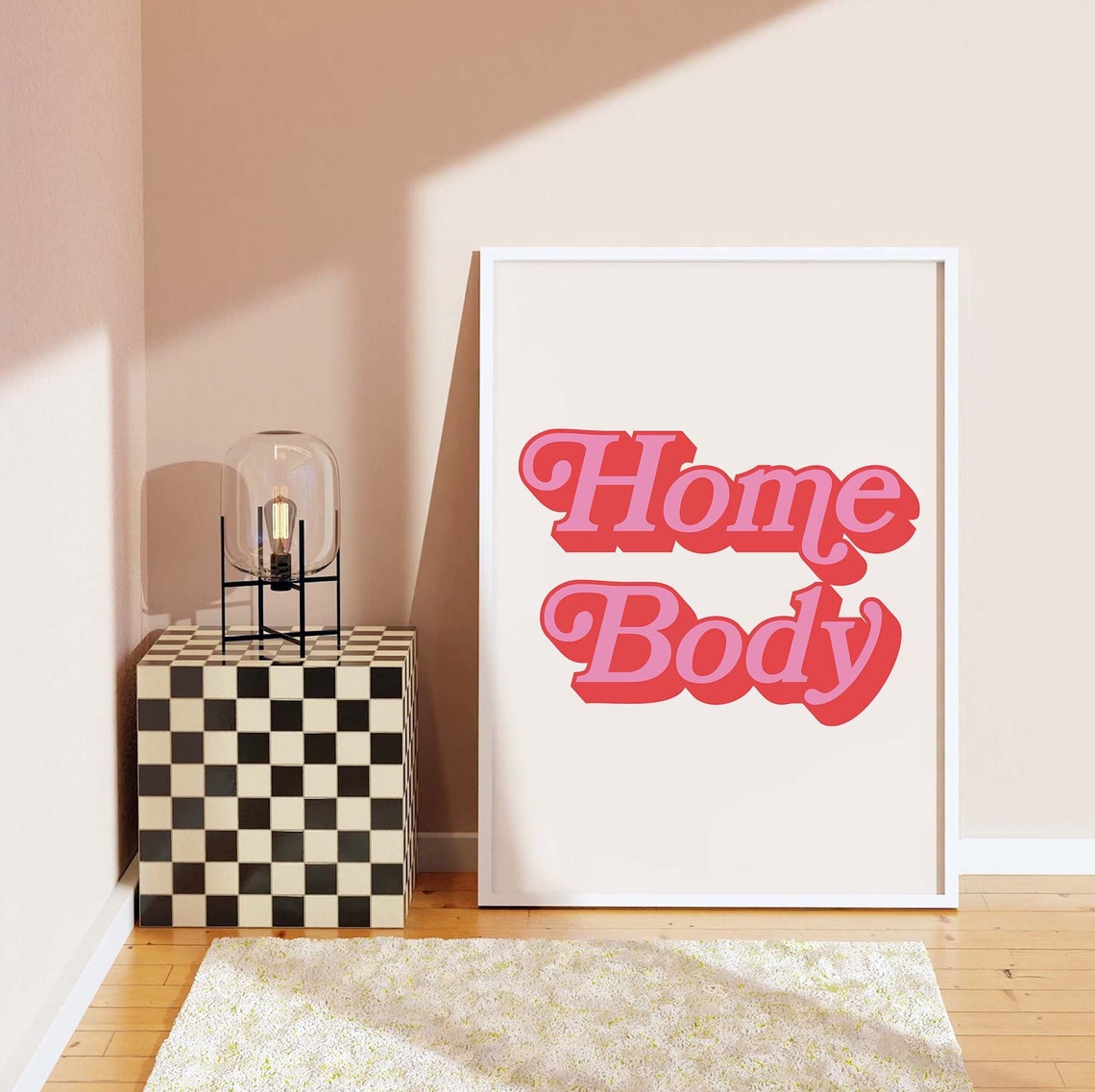 Homebody Print Art Minimal Red Pink Typography Art Cute Wall Art Trendy Art Print - Image 5