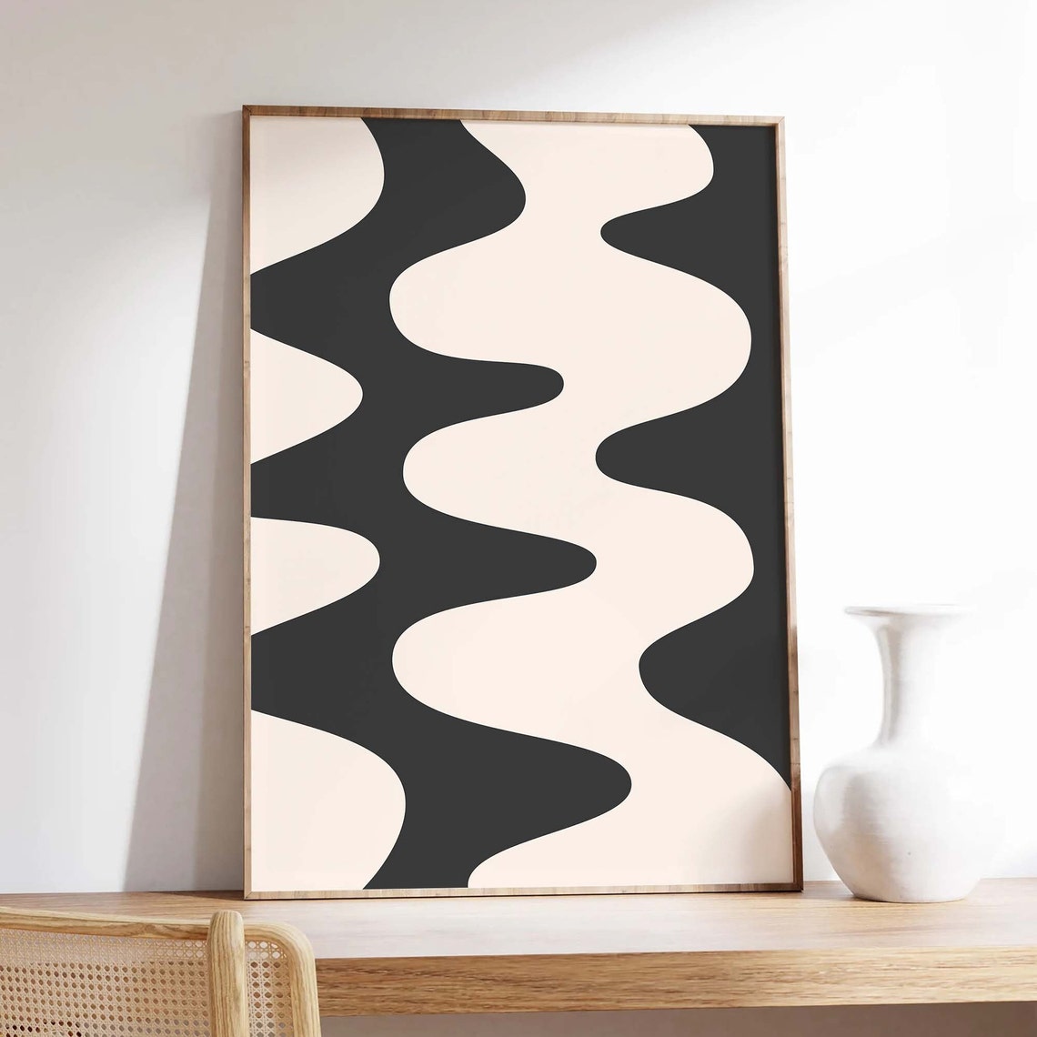 Black Abstract Print Art Trendy Neutral 70s Retro Art Cute Trendy Wall Art - Image 5