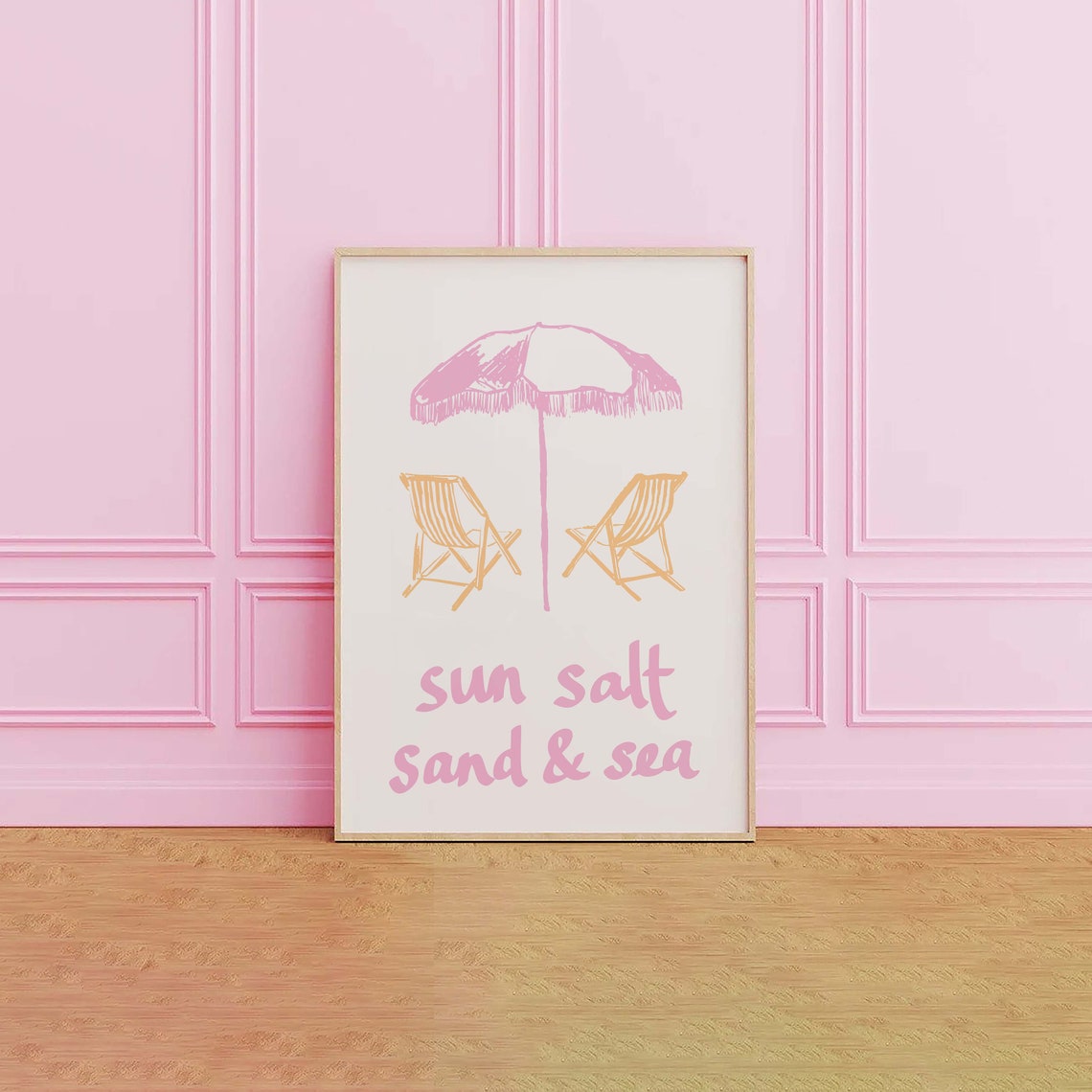 Sun Salt Sand and Sea Beach Umbrella Art Poster for Summer Decor - Image 2