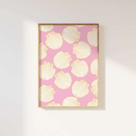 Seashells Print Art Cute Summer Art Print Girly Wall Art Trendy Beach House Decor Coastal Wall Art