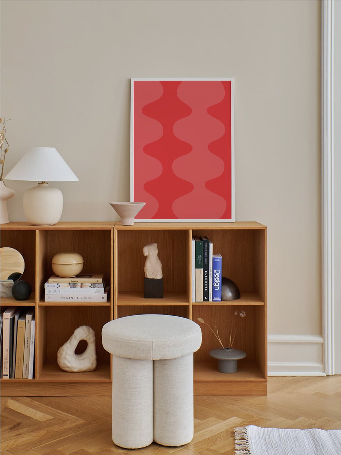 Red Abstract Print Art Trendy Red Purple 70s Retro Art Cute Trendy Wall Art - Image 4