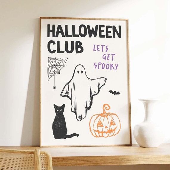 Halloween Club Print Art Cute Halloween Wall Decor Trendy Halloween Wall Art Spooky Season Poster