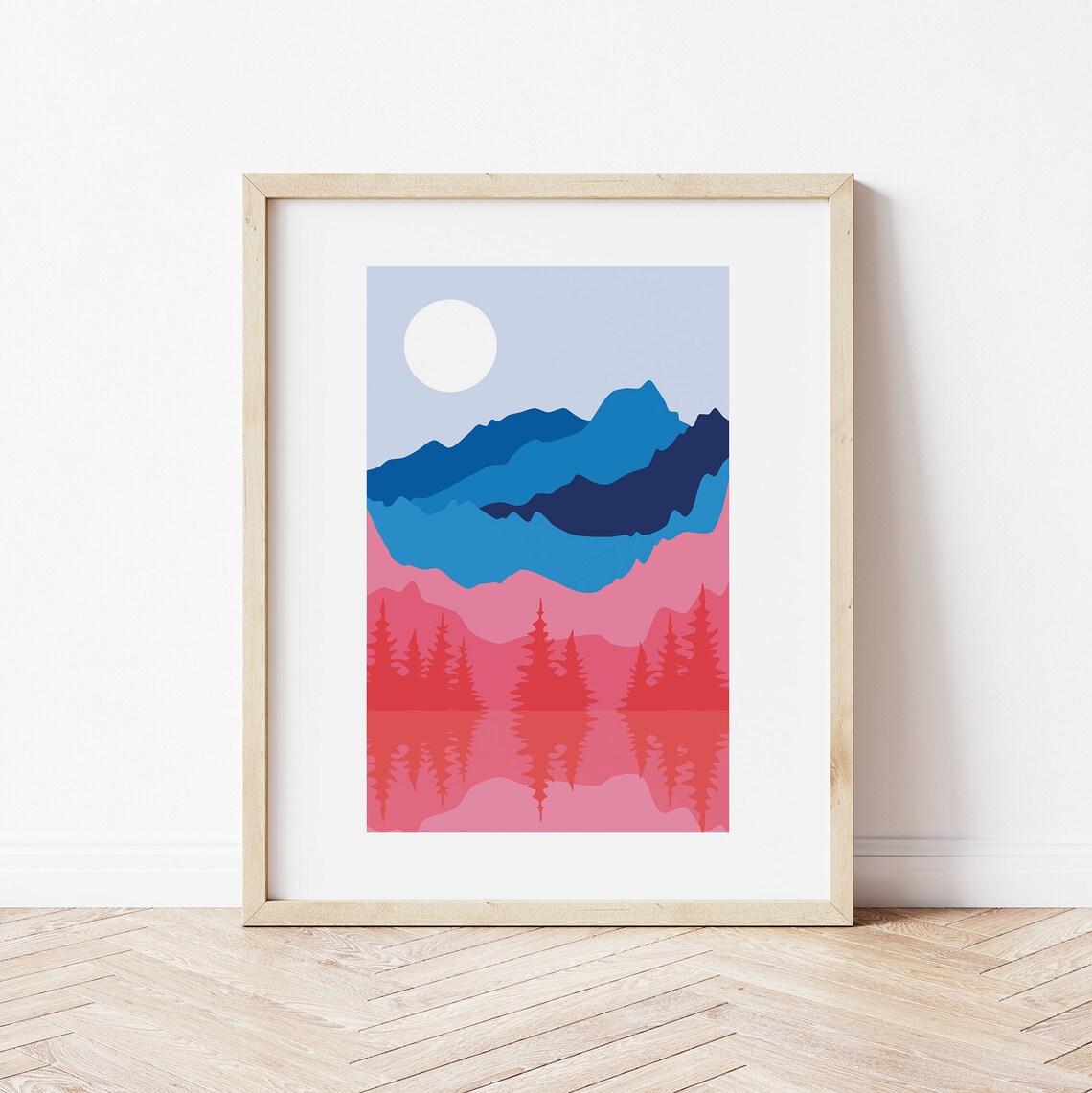 Abstract Mountain Landscape Print Art Modern Boho Desert Sun Art