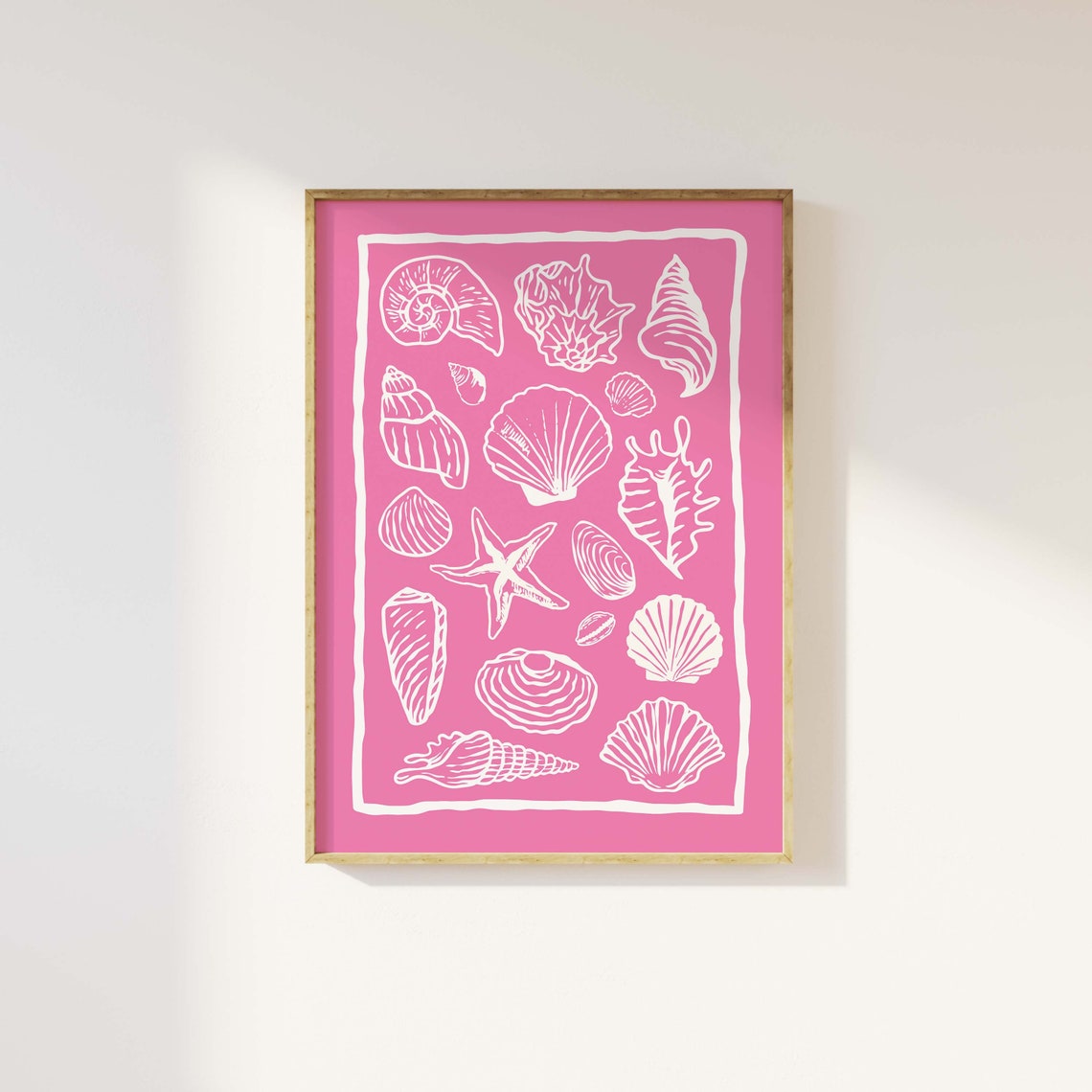 Seashells Print Art Cute Summer Art Print Girly Wall Art Trendy Beach House Decor Coastal Wall Art - Image 3