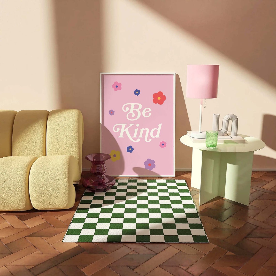 Be Kind Print Art Pink Retro Kindness Art Cute Wall Art Trendy Art Print - Image 3