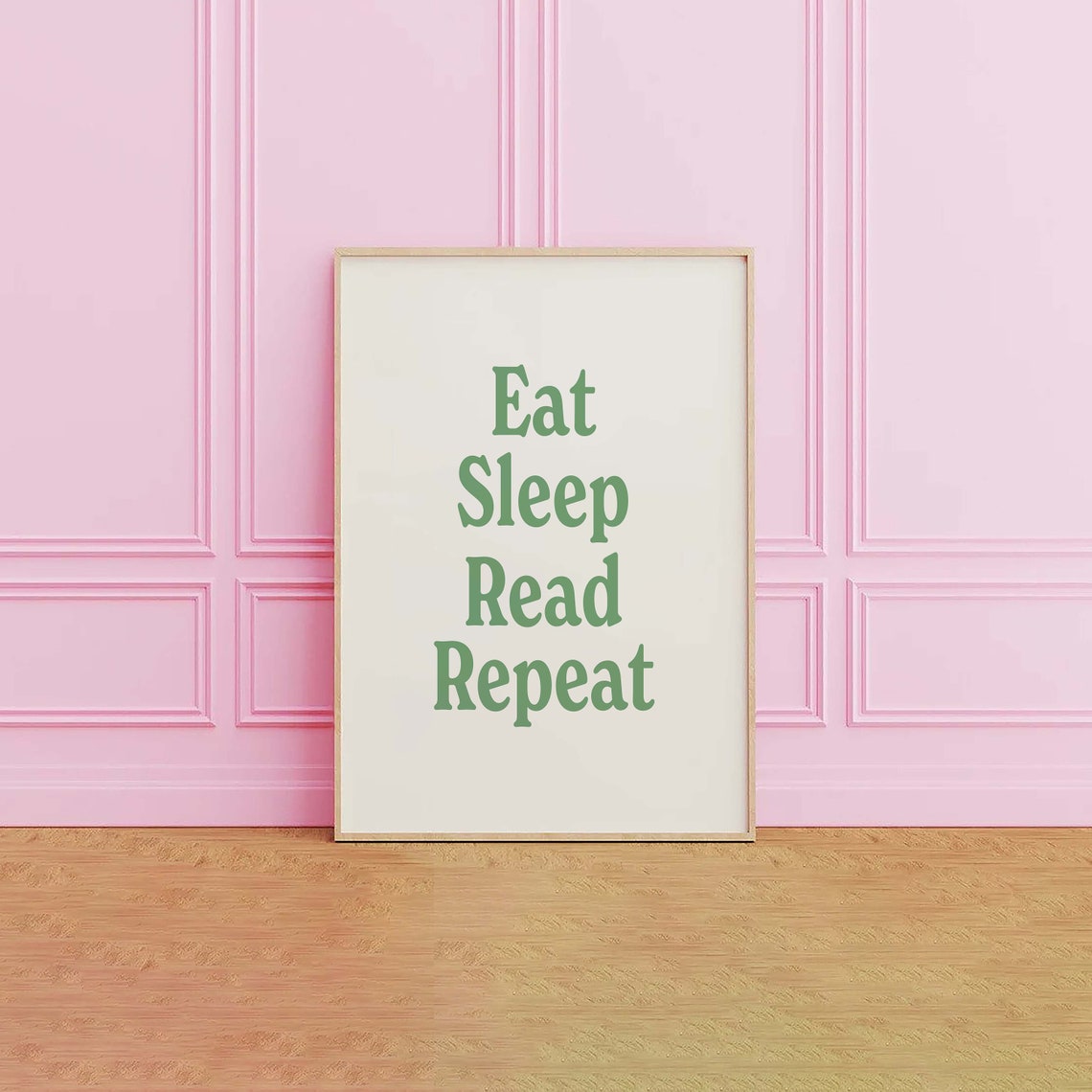 Eat Sleep Read Repeat Green Serif Quote Poster For Book Lovers - Image 3