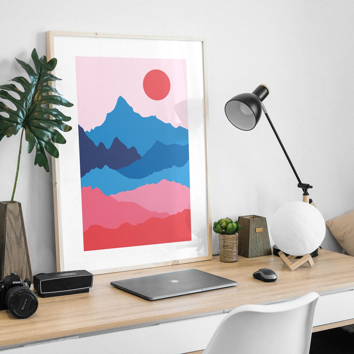 Abstract Mountain Landscape Print Art Modern Boho Desert Sun Art - Image 3