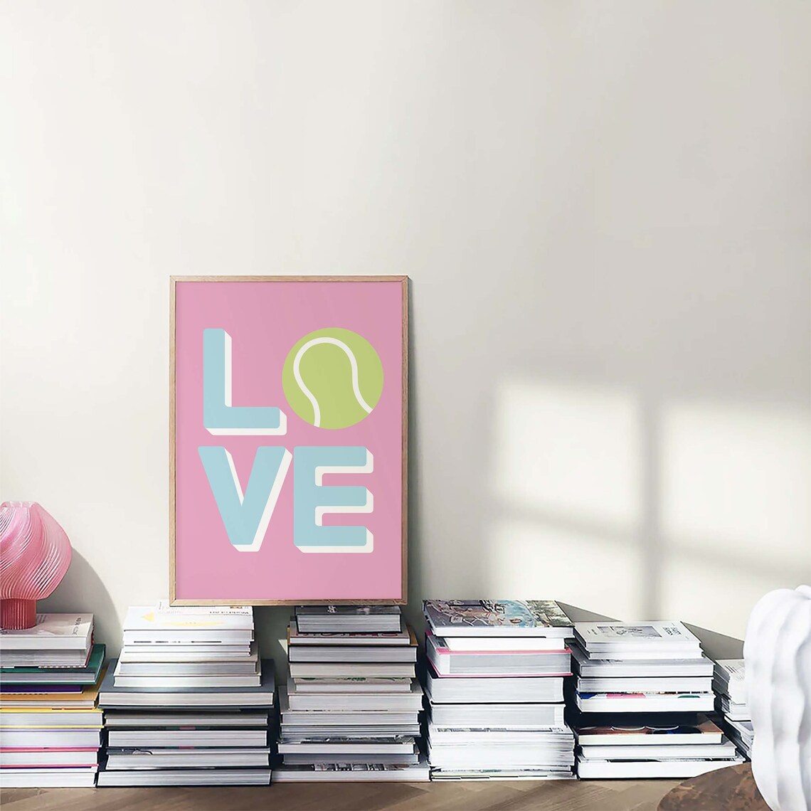 Tennis Love Pink Blue Bold Typography Cute Sporty Pastel Poster - Image 6