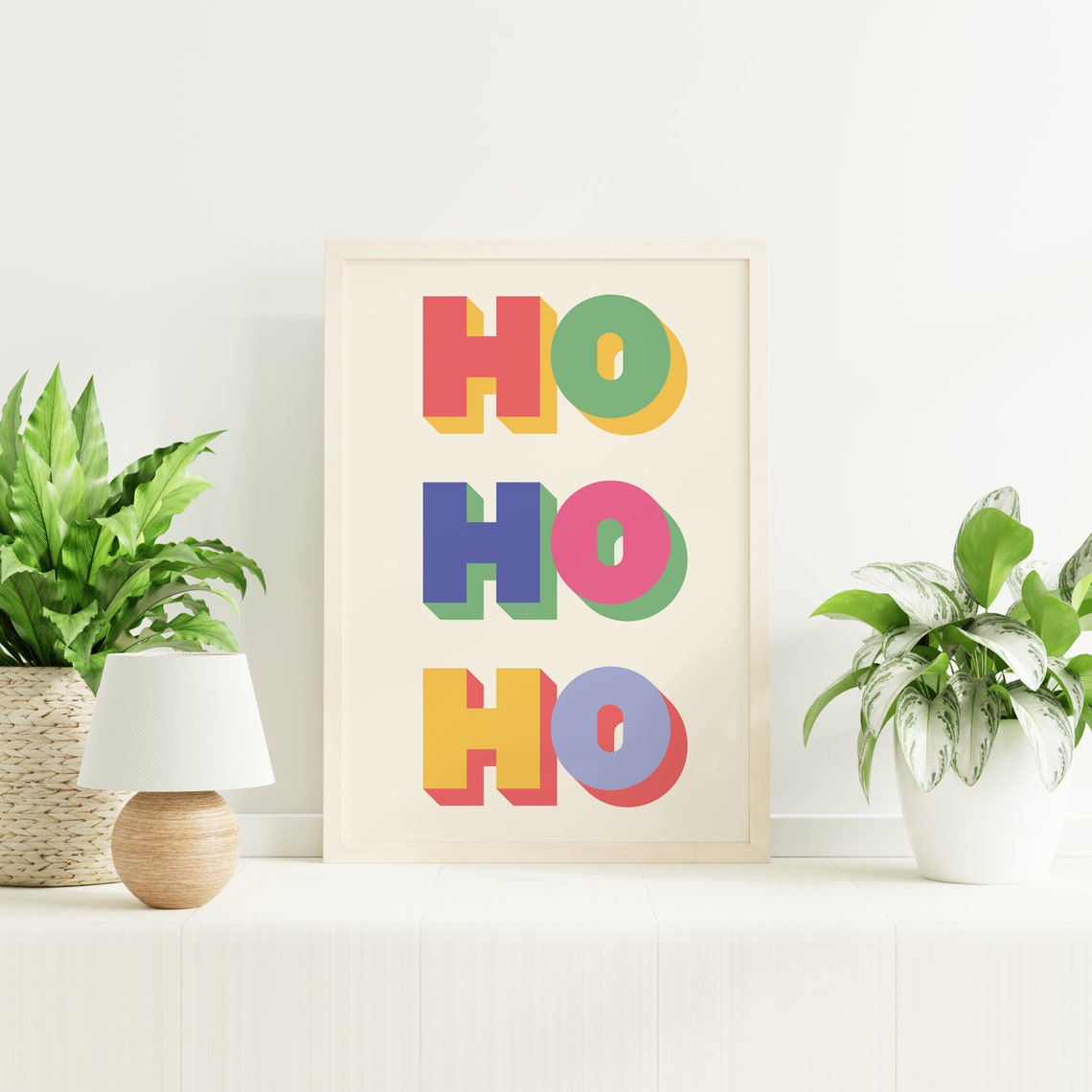 Christmas Ho Ho Ho Print Art Cute Christmas Decor Colorful Holiday Wall Art - Image 4