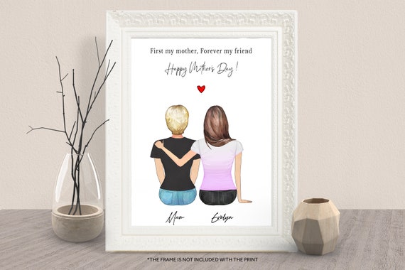 Personalized Mother Daughter Happy Mothers Day Gift Art Poster