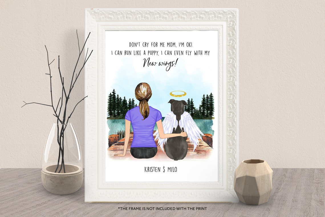 Personalised Memorial Pet Print Memorial Dog Gift Custom Dog Mom Portrait Christmas Gift Print Custom Family Pet Portrait Pet Dog Owner Gift