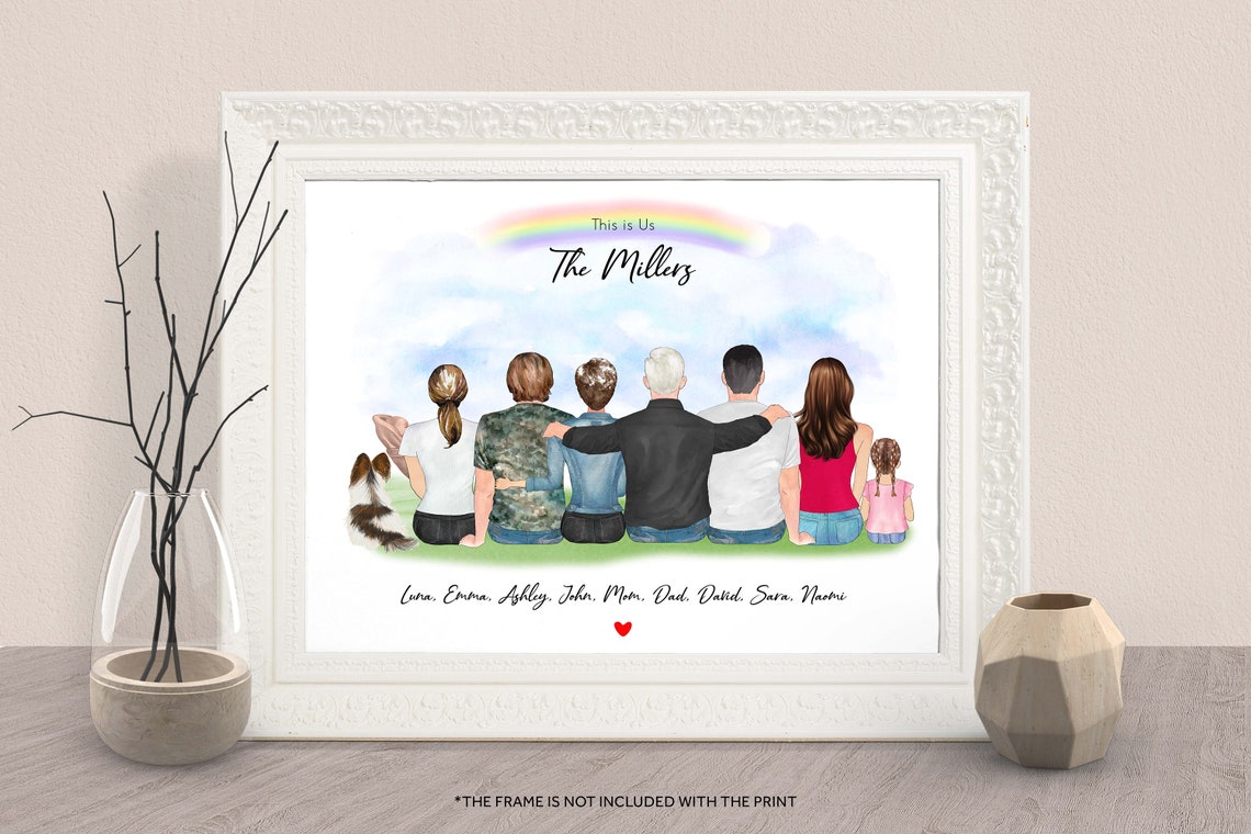 Personalized Large Family Portrait Custom The Millers Art Print