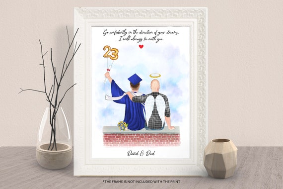 Class Of 2023 Graduation Memorial Print Angel Dad Graduate Son Gift