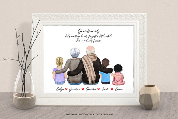 Personalized Grandparents and Grandchildren Portrait Print Gift