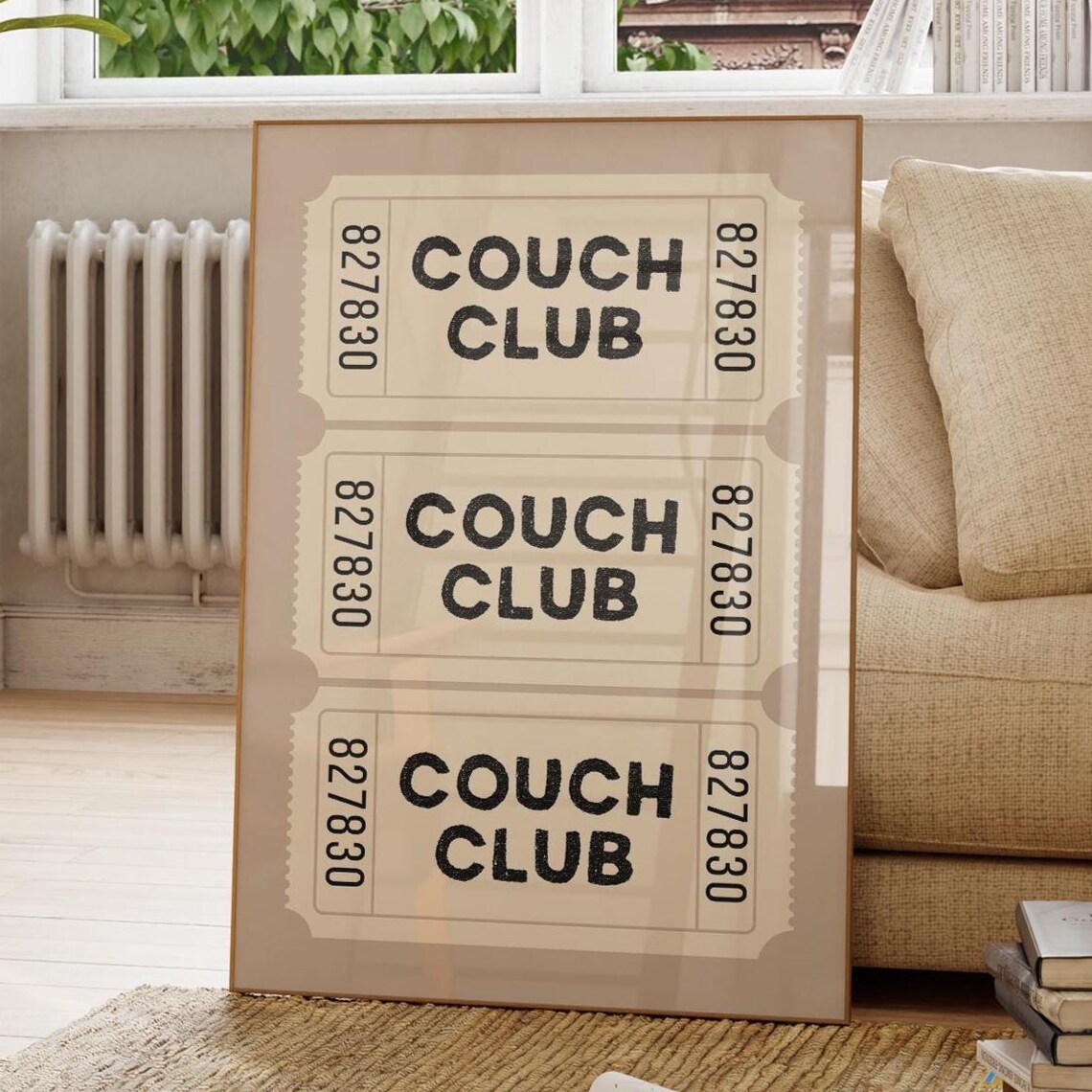 Couch Club Beige Living Room Poster Print