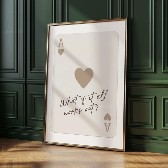 Beige Ace Card Art What If It All Works Out Playing Wall Poster Cool Prints Room Decor Trendy 1