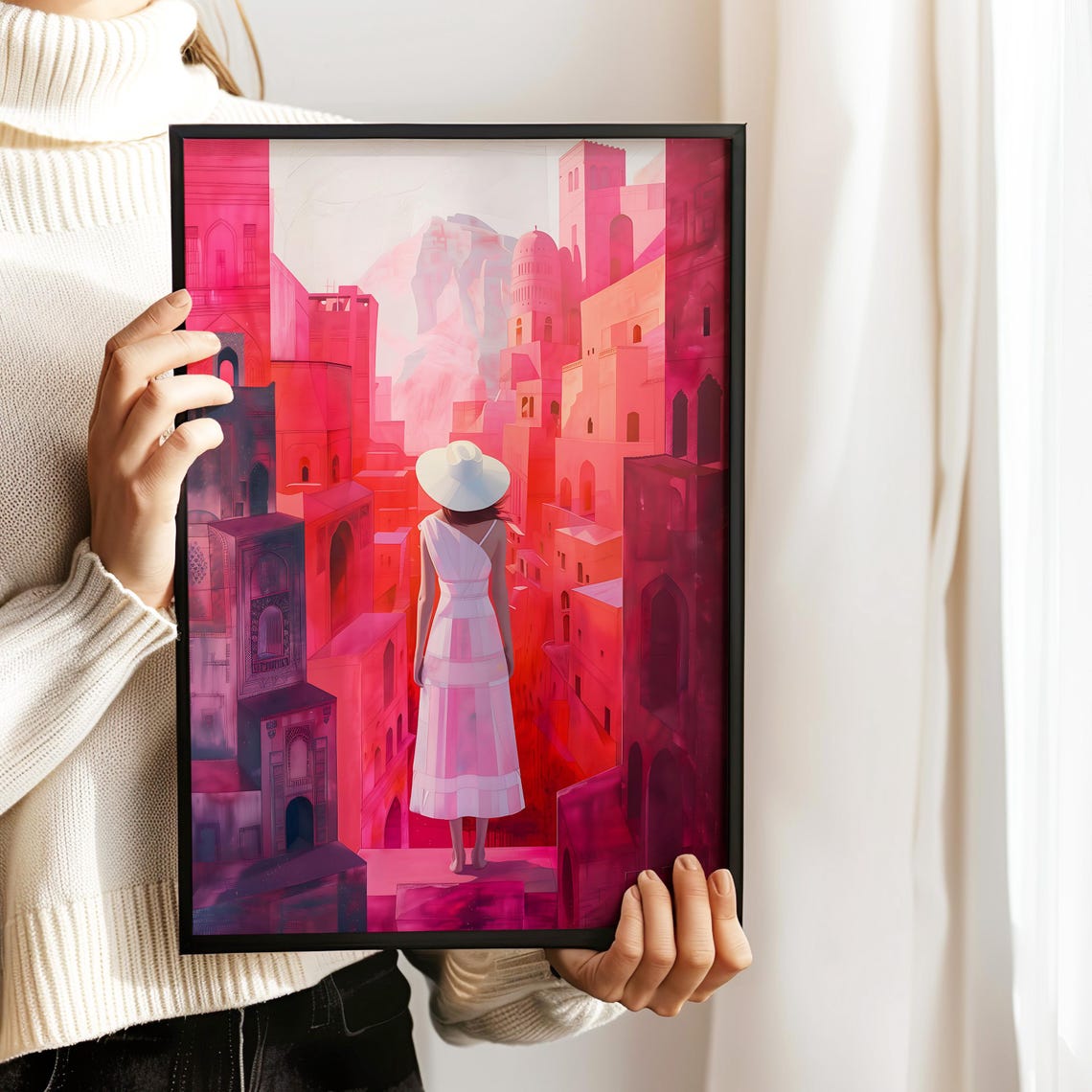 Woman In White Dress Oil Painting Print Back Of Women Poster Impasto Modern Contemporary Art Poster Bedroom Decor Abstract Art Female Prints - Image 3