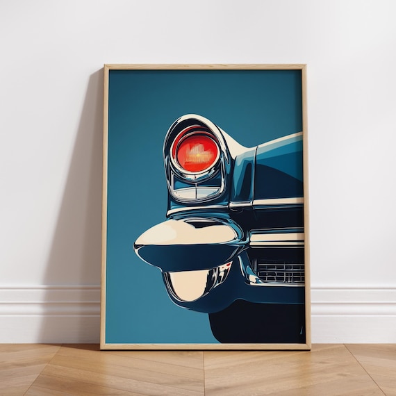 Classic Car Tail Fin Poster Retro Chrome Wall Art Minimalist Auto Print Vintage Ride Decor Gift For Enthusiasts