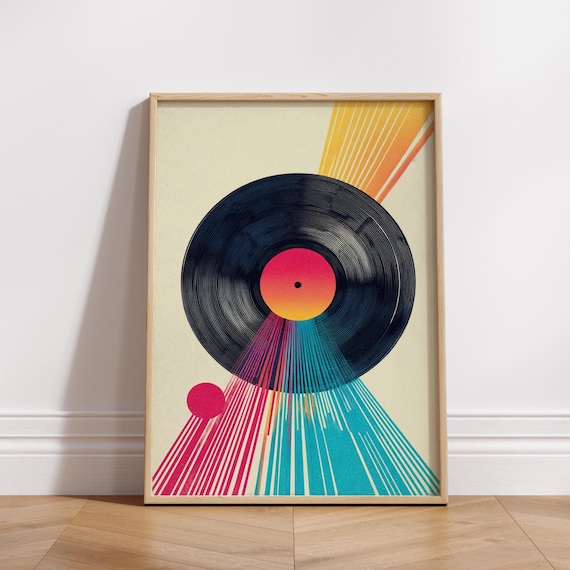 Retro Vinyl Record Poster, Mid-Century Modern Gift
