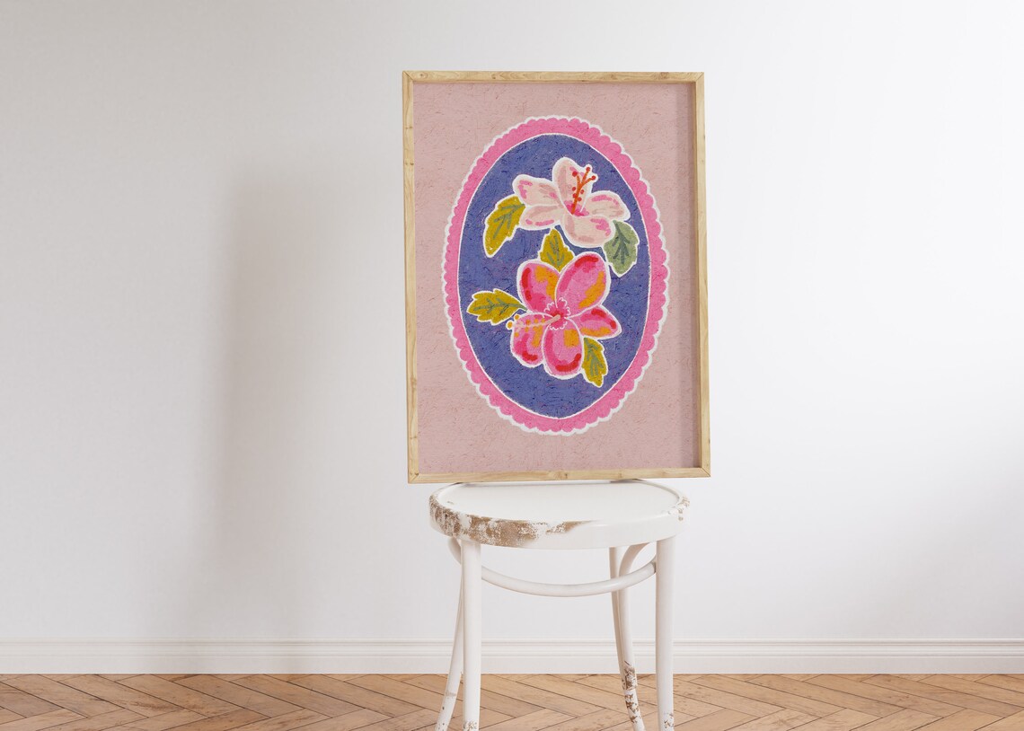Hibiscus Flower Colorful Abstract Floral Art Print