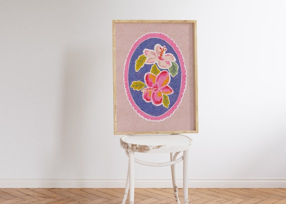 Hibiscus Flower Colorful Abstract Floral Art Print