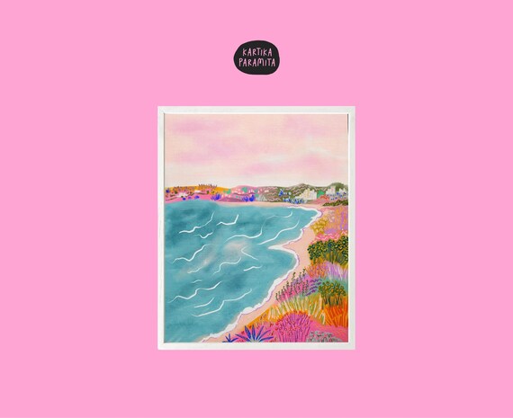 Colorful Seascape Painting Abstract Coastal Wall Art Print