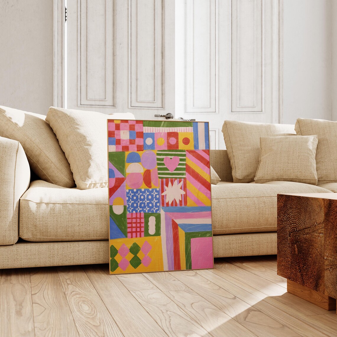 Colorful Geometric Acrylic Art Print Abstract Living Room Wall Decor