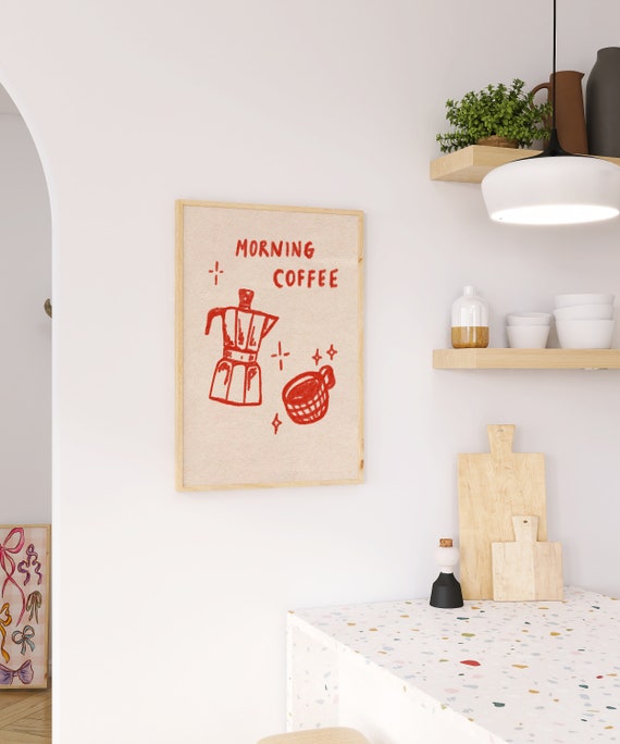 Moka Pot Kitchen Art Print Hand Drawn Italian Coffee