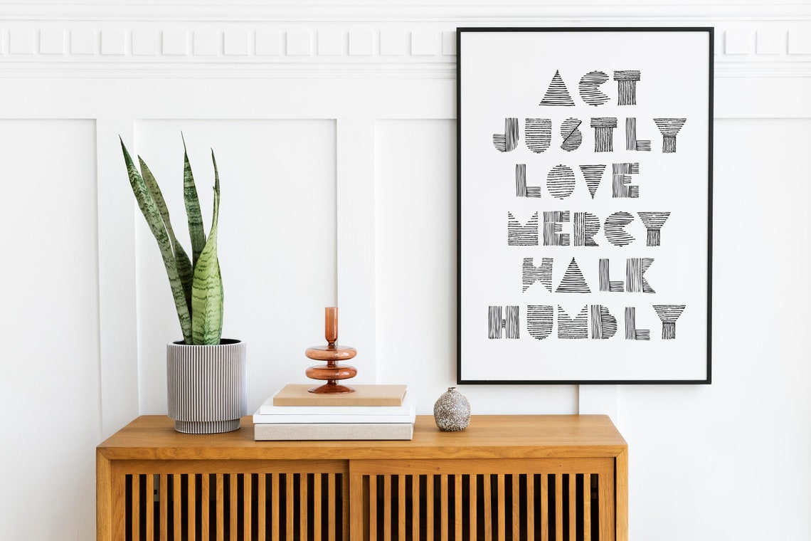 Act Justly Love Mercy Walk Humbly Hand Lettered Quote Wall Art - Image 3
