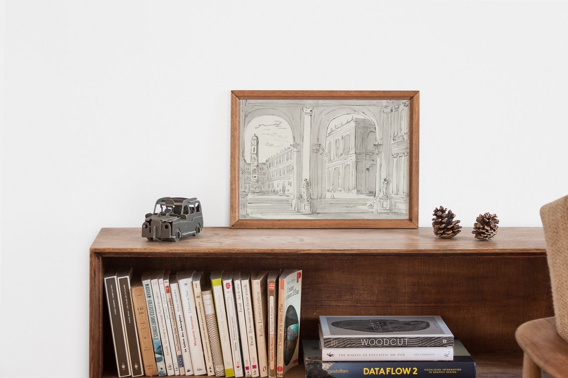 Vintage Architecture Sketch Art Minimalist Wall Art Architecture Print Line Art Ink Drawing Architecture Drawing - Image 2
