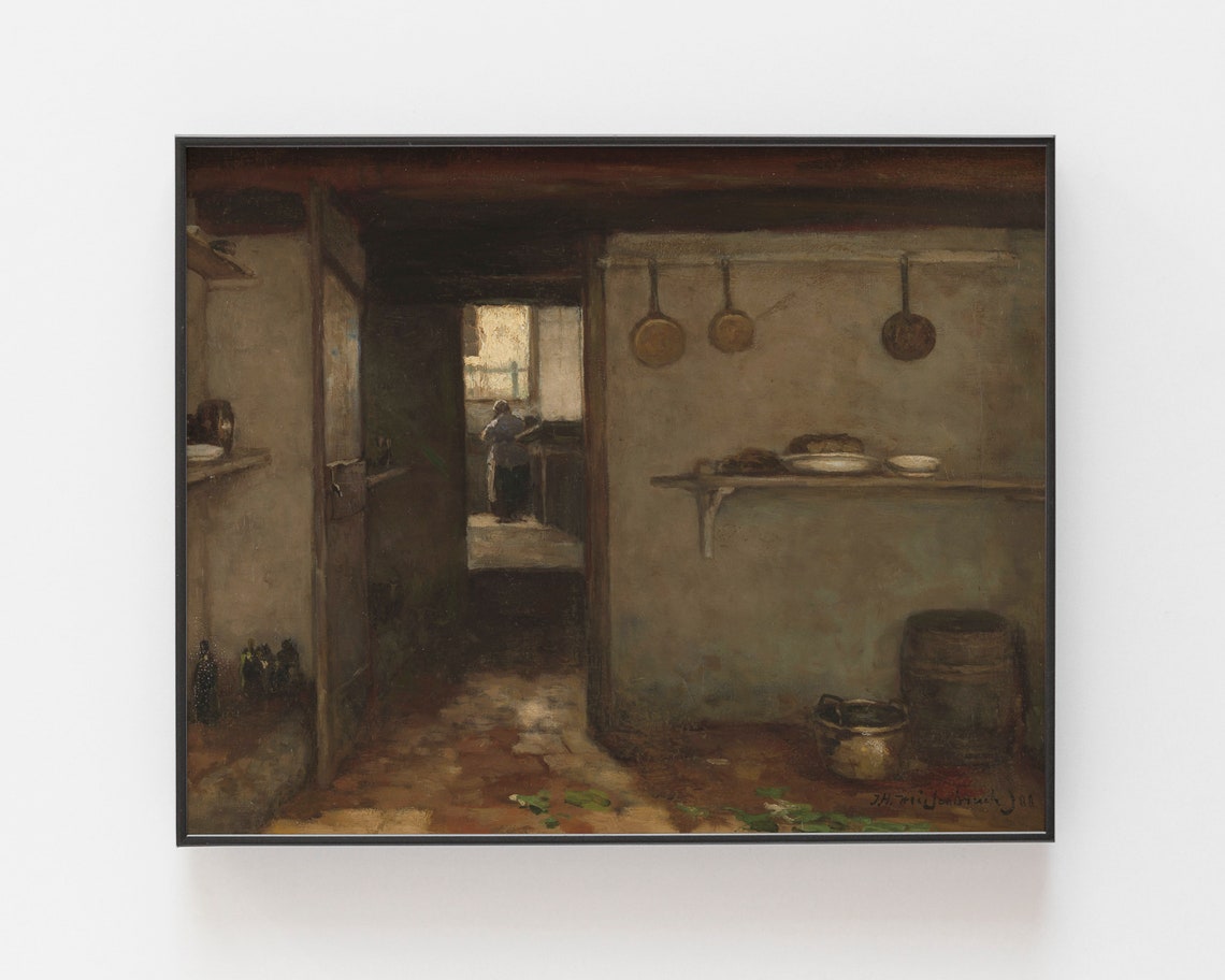 Antique Painting Farmhouse Wall Art Cottage Decor Oil Painting Vintage Art Rustic Painting Country Print Cottage Print Art