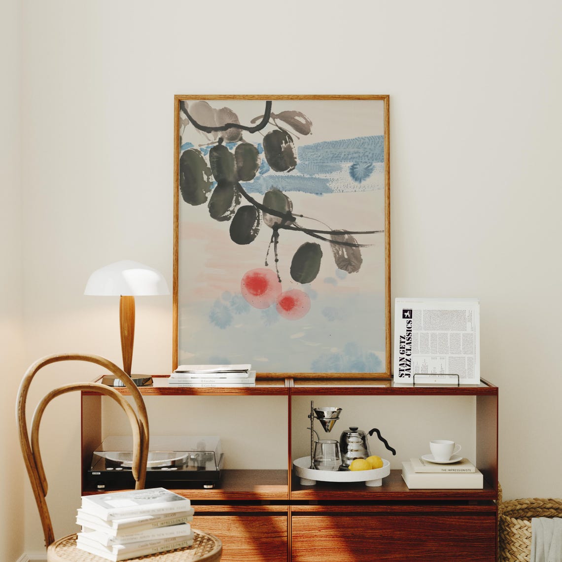 Zen Ink Fruit Wall Art Minimal Botanical Painting Modern Folk Style Pictures Home Decor Gift