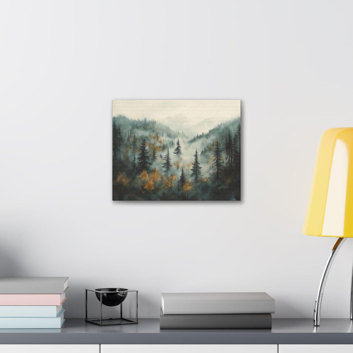 Foggy Fall Forest Painting Modern Painting Landscape Eccentric Wall Print Art Airbnb Art Wall Decor - Image 2