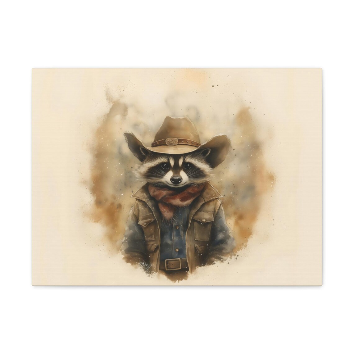 Cute Raccoon Cowboy Hat Watercolor Painting Rustic Western Nursery Poster - Image 3