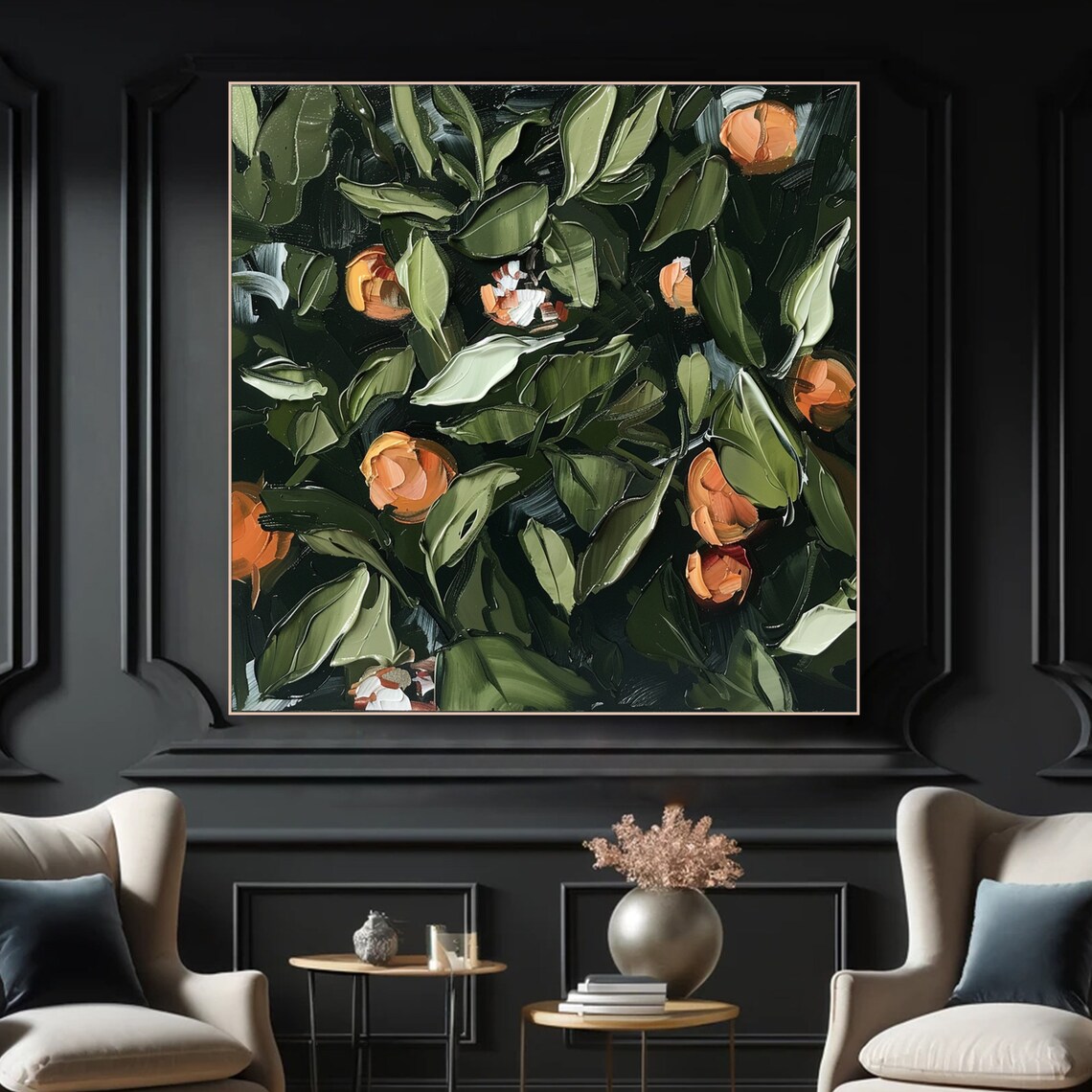 Abstract Orange Oil Painting, Modern Fruit Art Print - Image 2