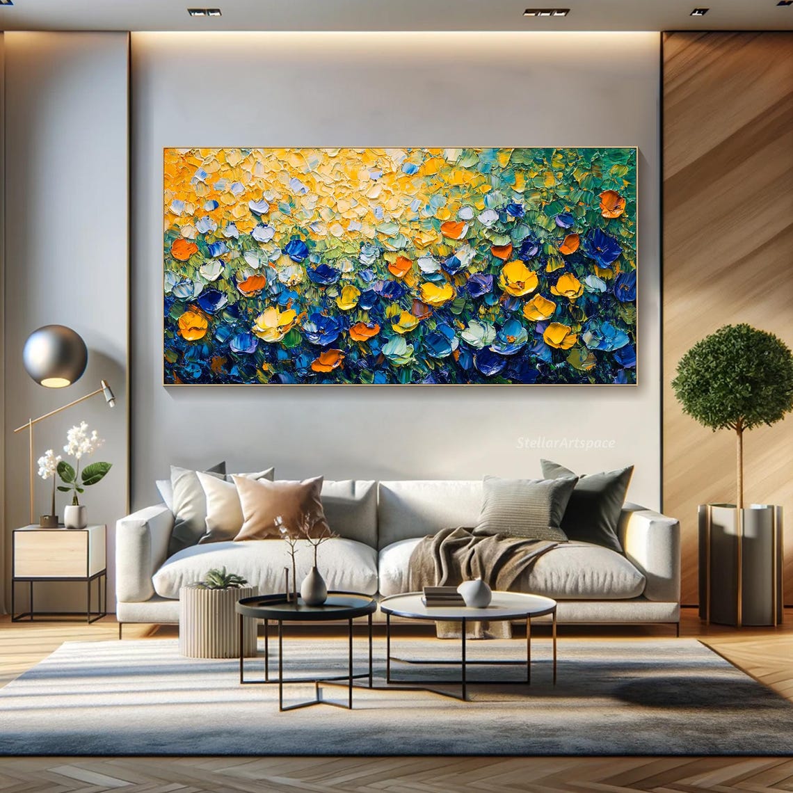 Colorful Flower Field Abstract Impasto Blooms Bright Garden Art Poster - Image 4