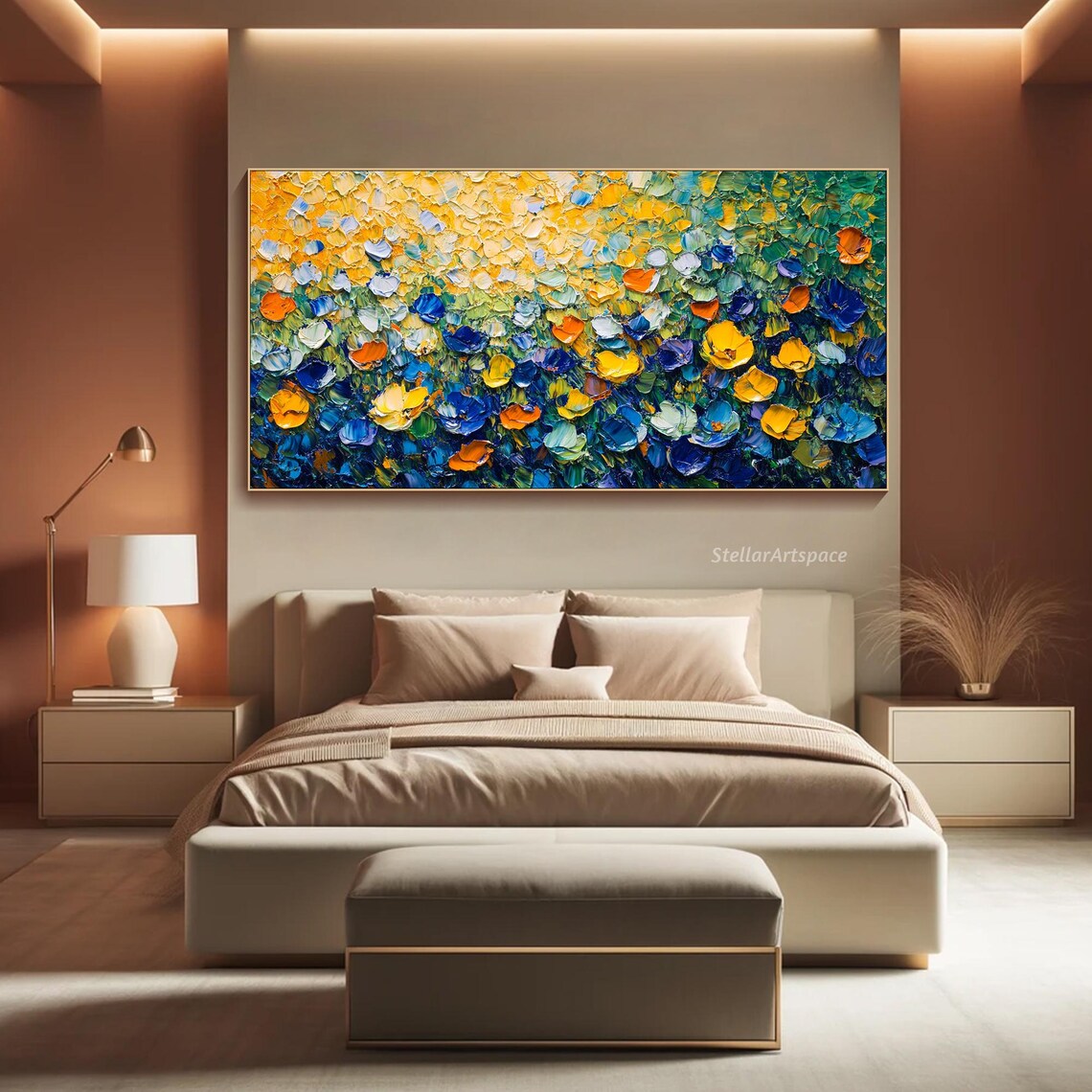 Colorful Flower Field Abstract Impasto Blooms Bright Garden Art Poster - Image 3