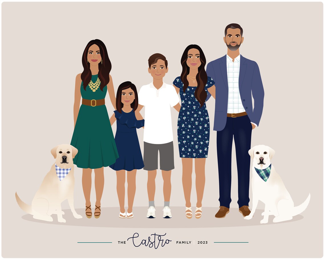 Family Portrait Illustration, Custom People Drawing - Image 4