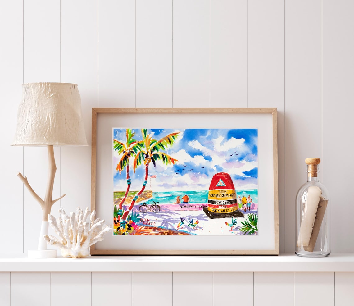Southernmost Point Key West Watercolor Art Print - Image 2