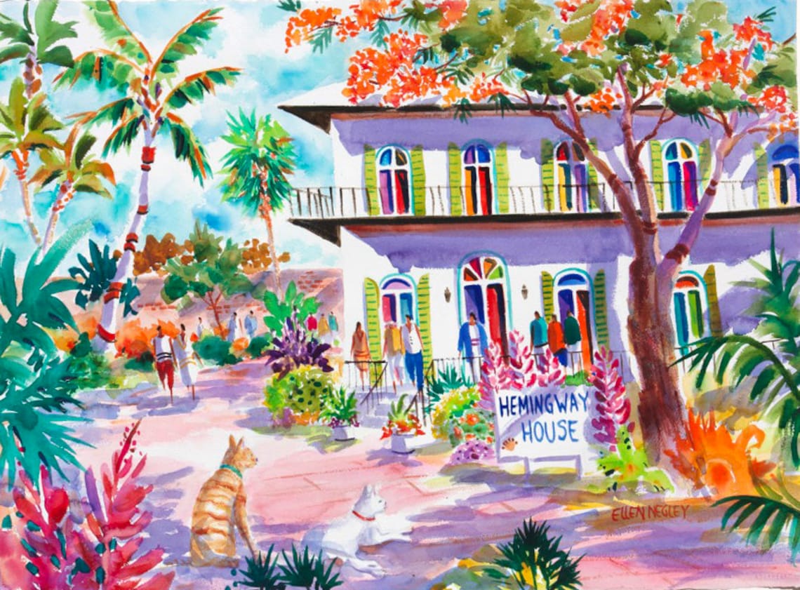 Hemingway House Key West Cat Art Print, Ellen Negley - Image 3