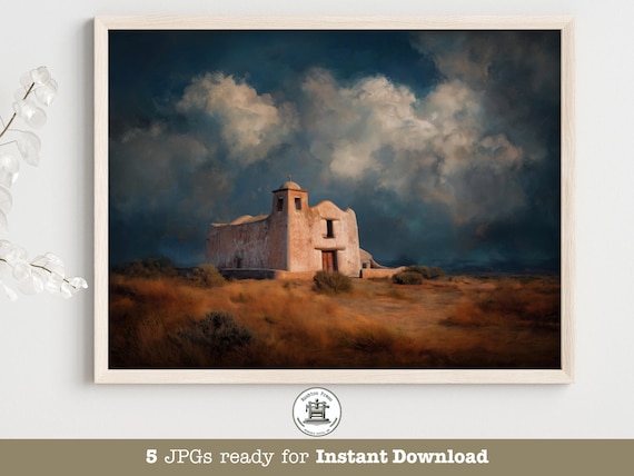 Santa Fe Mission Church Art Print, Moody Southwest
